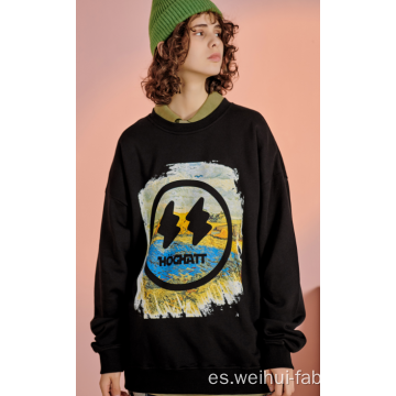 Sudadera oversize con cuello redondo para mujer